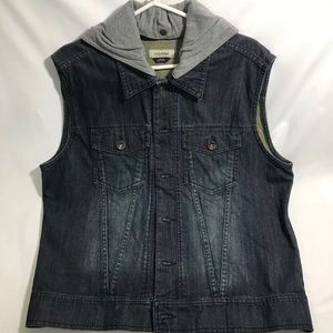 Anchor Blue | Sleeveless Denim Hooded Jean Jacket